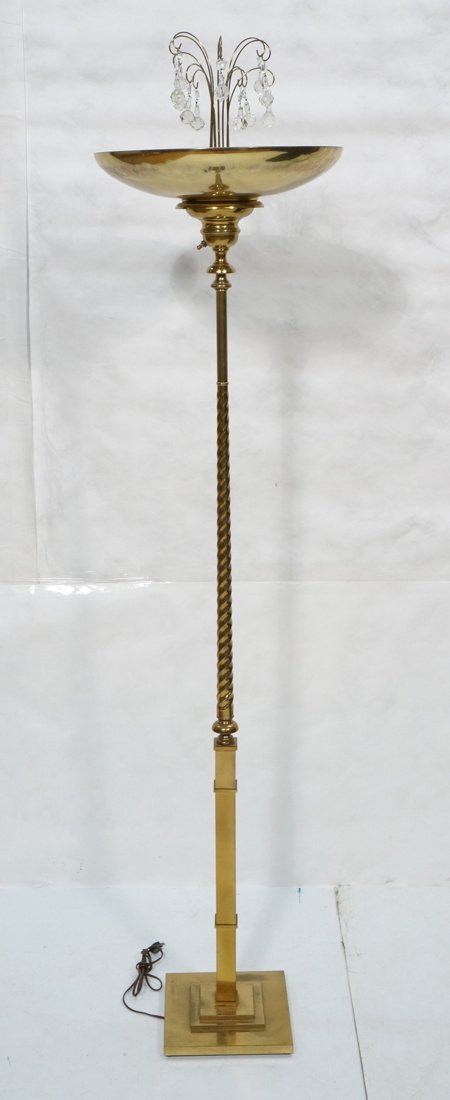 Tall Brass Twisted Column Floor Lamp Torchiere. B (1 of 10)