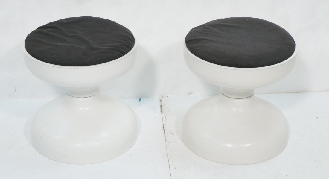 Pr White Plastic Corseted Stools. Achille Castiglioni (1 of 9)