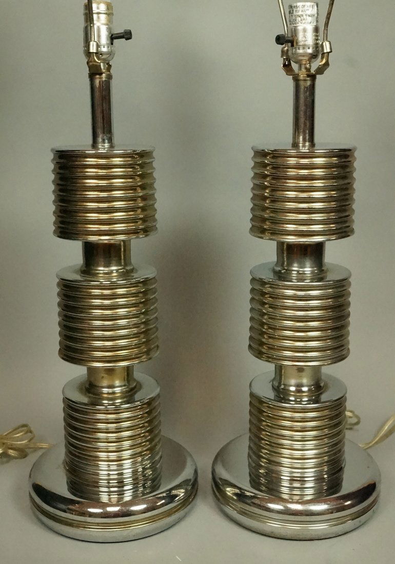 Pair Modernist Machine Age Style Table Lamps. (1 of 6)