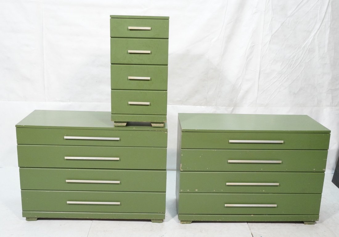 3pc American Modern Dressers. MENGEL. Painted Gre (1 of 10)
