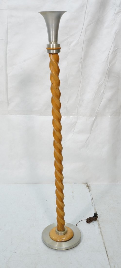 RUSSEL WRIGHT style Twisted Wood Column Floor Lam (1 of 10)