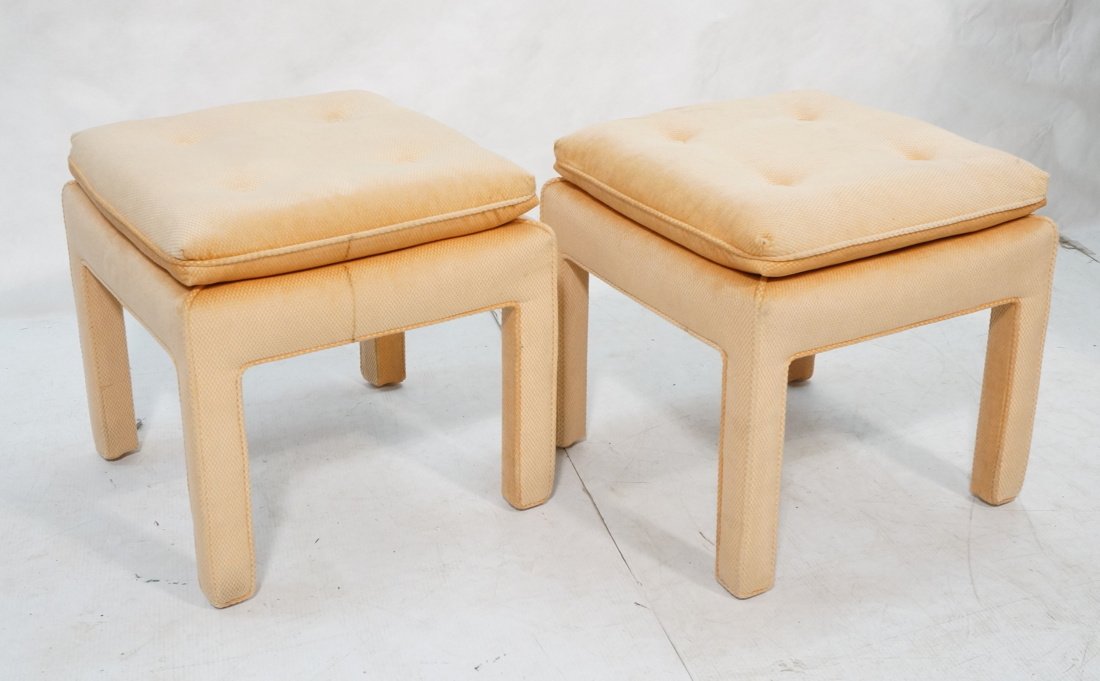 Pr Upholstered Decorator Benches. Pale peach colo (1 of 7)