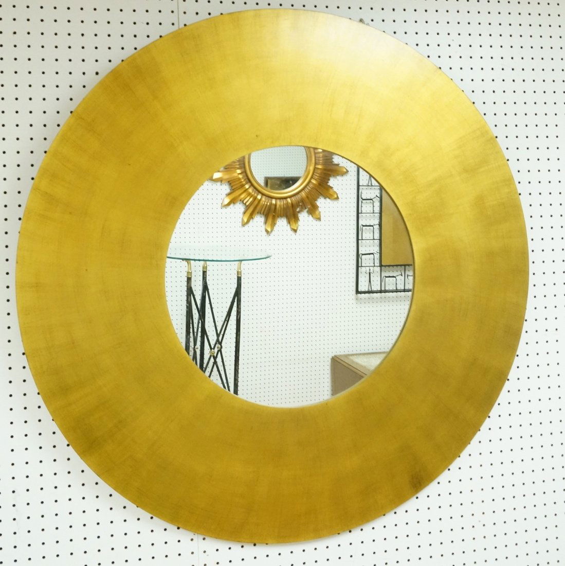 Large Decorator Round Wall Mirror. Wide gilt wood (1 of 8)