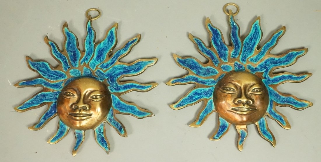 PR PEPE MENDOZA Bronze & Enamel Sun Wall Hangings (1 of 8)