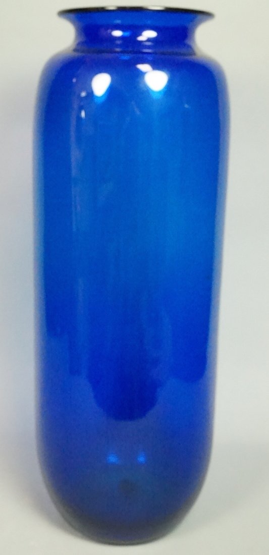 BLENKO Tall Cobalt Art Glass Vase. American Glass: BLENKO Tall Cobalt Art Glass Vase. American Glass. Label-- Dimensions: H: 24.5 inches: W: 6.5 inches ---