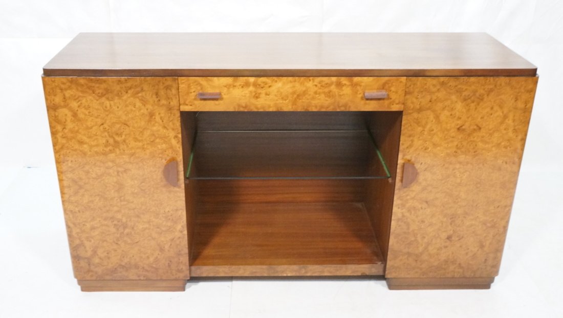 Art Deco Burl Wood Front Credenza Sideboard. Two (1 of 9)
