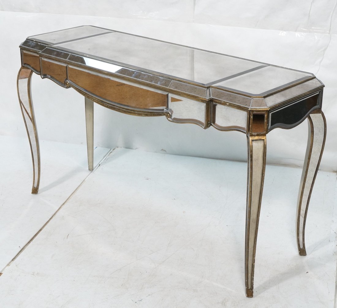 Designer Beveled Mirror Hall Console Table. Gilt (1 of 8)