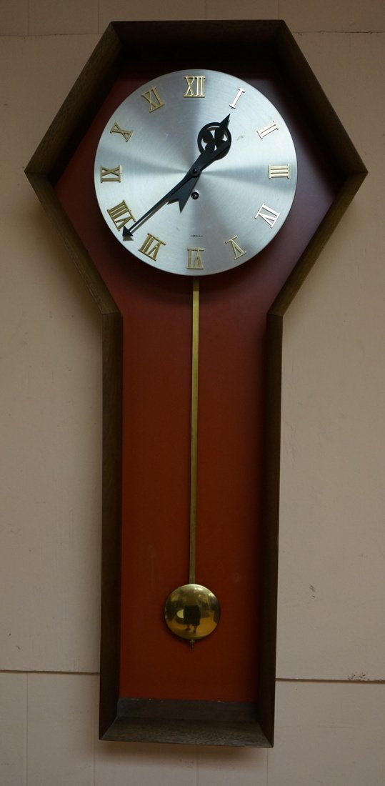 MERIDIAN Modernist Wall Clock. Walnut case with a (1 of 7)