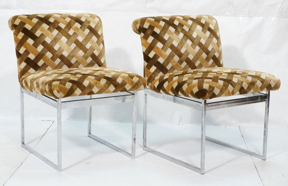 Pair Milo Baughman Chrome Low Side Chairs (1 of 8)