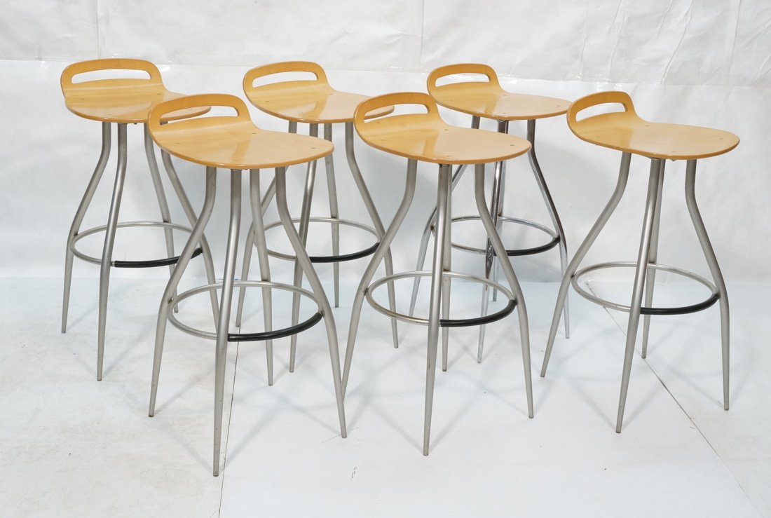 Set 6 CALLIGARIS Bar stools with molded plywood s (1 of 10)