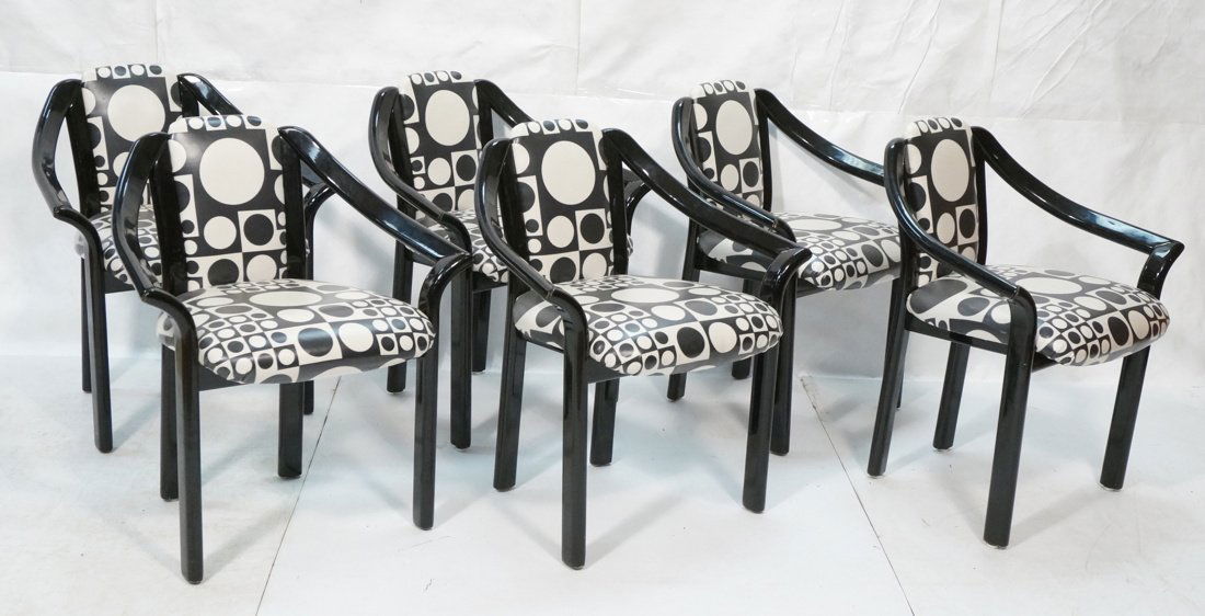 Set 6 Black Modernist dining Chairs. Panton Upholstery. (1 of 8)