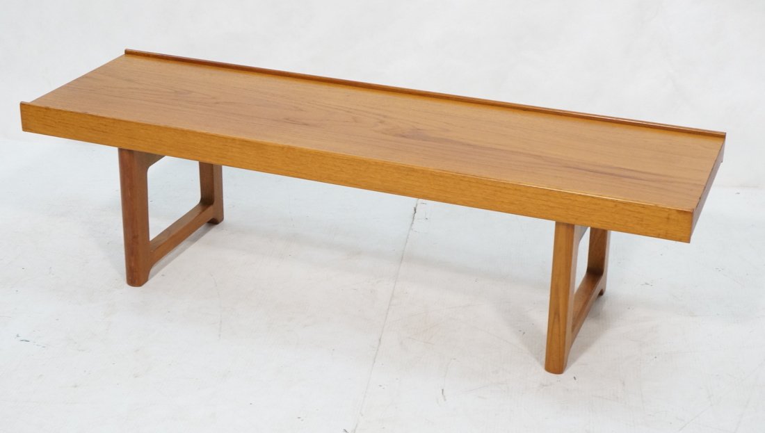 BRUKSBO Norway Modern Teak Bench. Iron supports. (1 of 8)