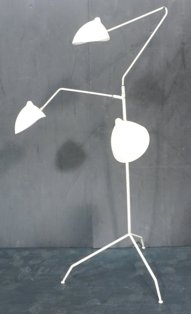 SERGE MOUILLE inspired Three Arm Floor Lamp. Whit (1 of 9)