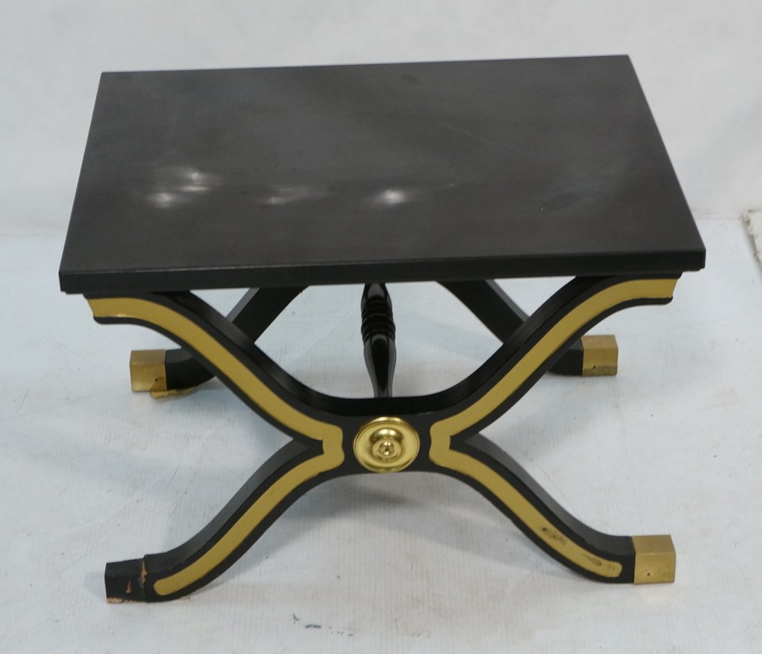 Dorothy Draper Side Table. Black Lacquer with gol (1 of 5)