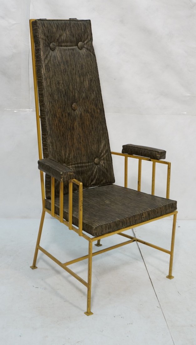 Modernist Iron Tall Back Chair. Square iron rod f (1 of 9)