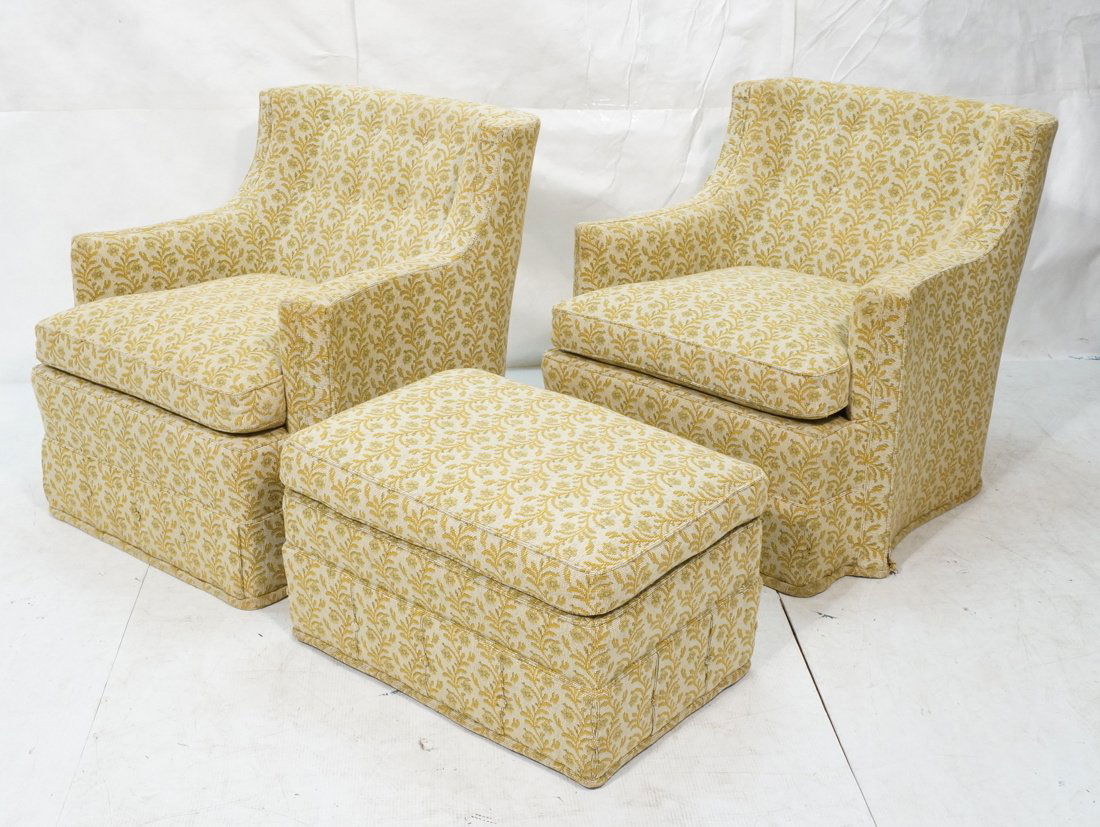 3pc GROSFELD HOUSE style Two Lounge Chairs & Otto (1 of 9)