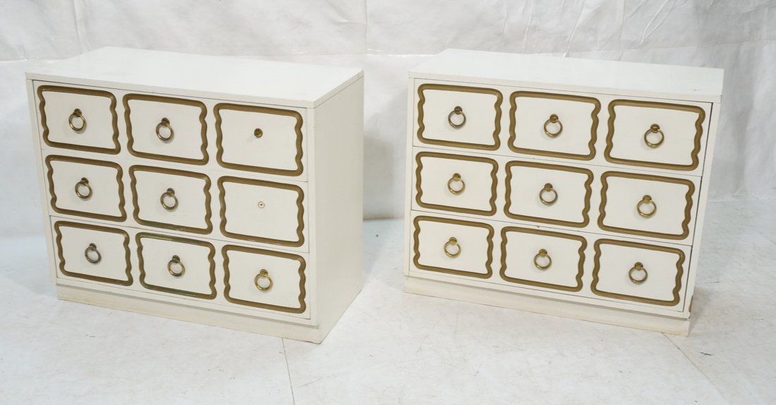 Pr Dorothy Draper style White Lacquer Chests. Thr (1 of 10)