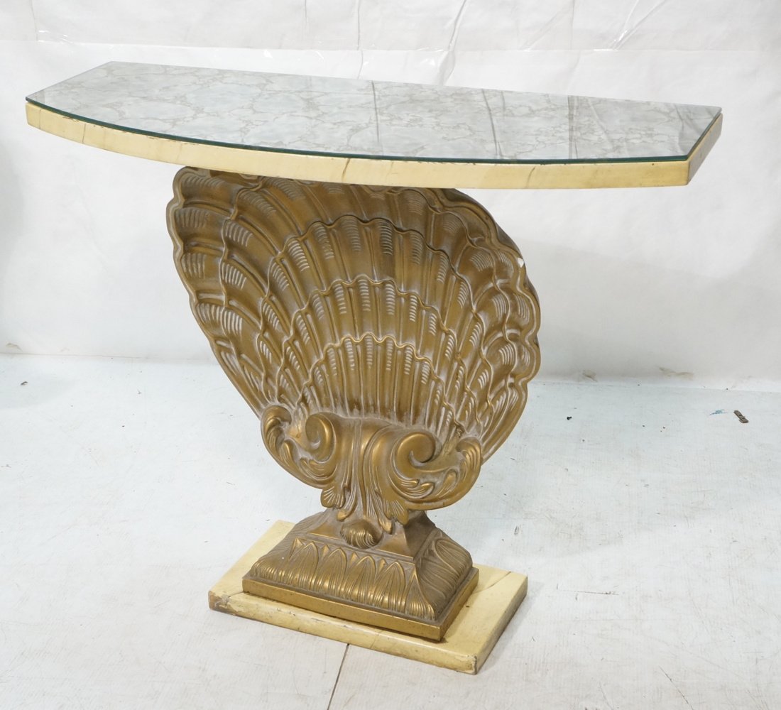 Shell form Hall Console Table. Marbleized Mirror (1 of 10)