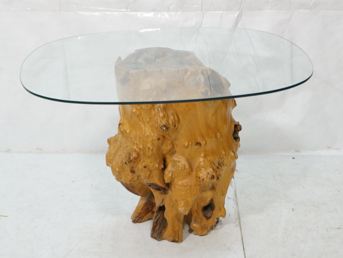 Glass Top Tree form Base Cafe Dining Table. Round (1 of 6)