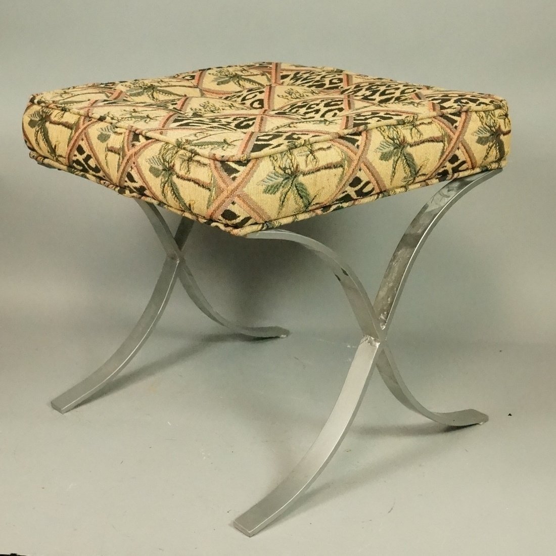 Newer Metal "X" Base Upholstered Bench Stool. Pal (1 of 7)