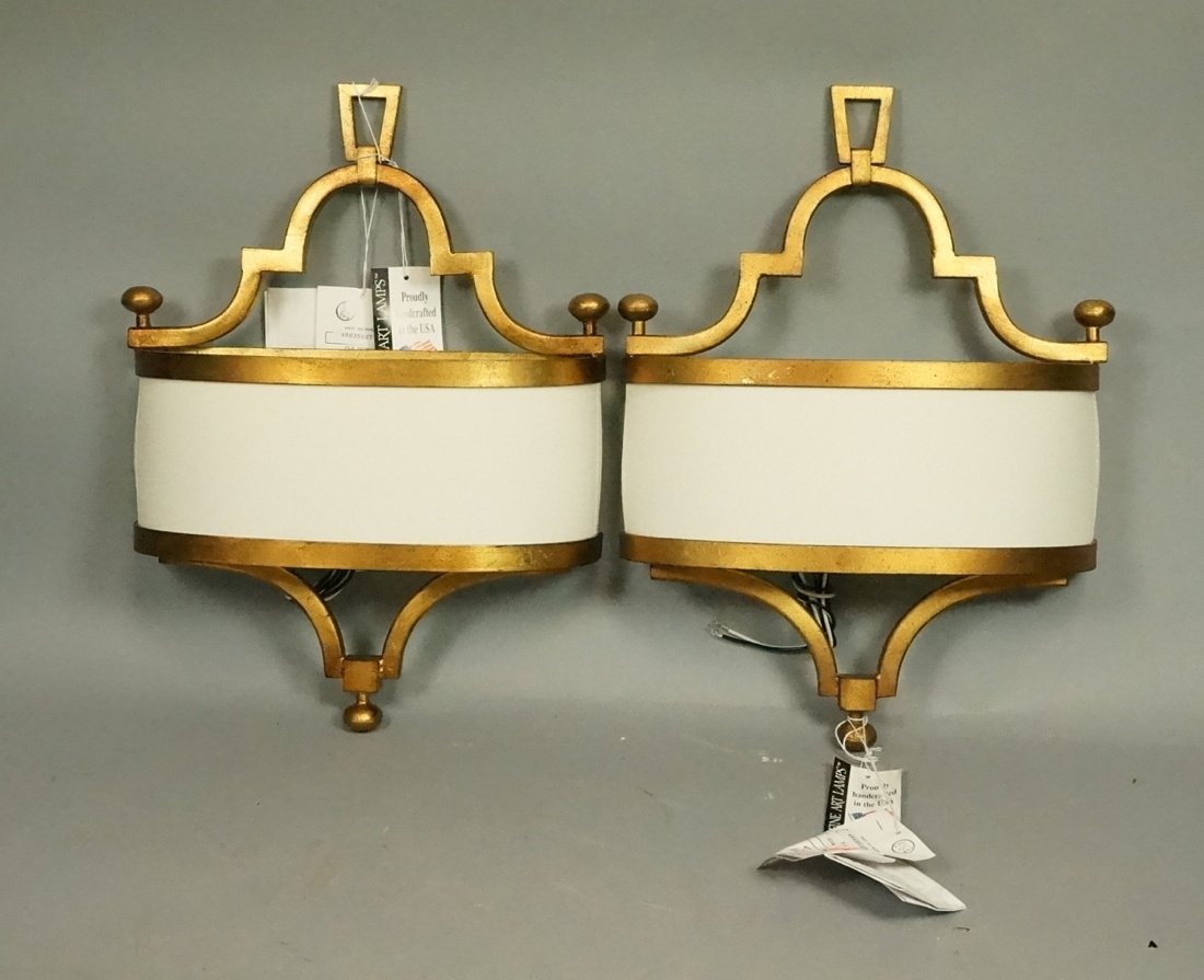 Pr Decorator Fine Art Lamps Wall Sconces. Gilt me (1 of 8)