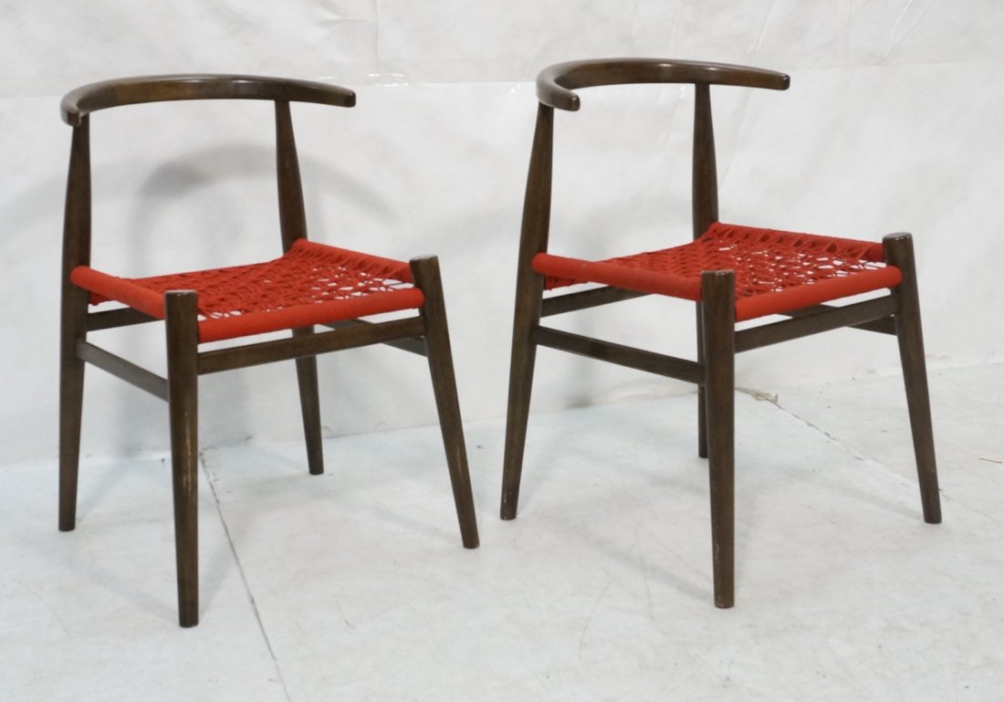 Pr Modernist Side Chairs. Red Open Weave Seats. B (1 of 9)