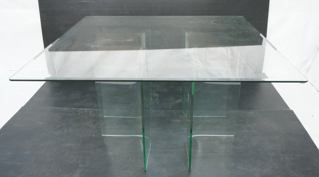 Large Beveled Glass Top Square Dining Table. Four (1 of 7)