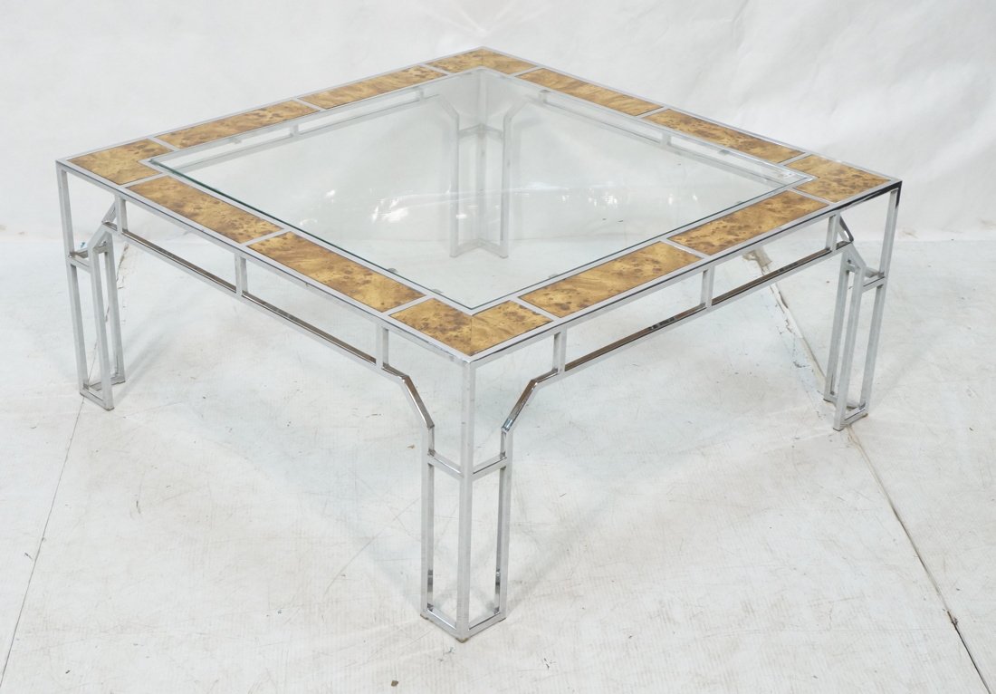 MILO BAUGHMAN Chrome Asian Inspired Coffee Table. (1 of 8)