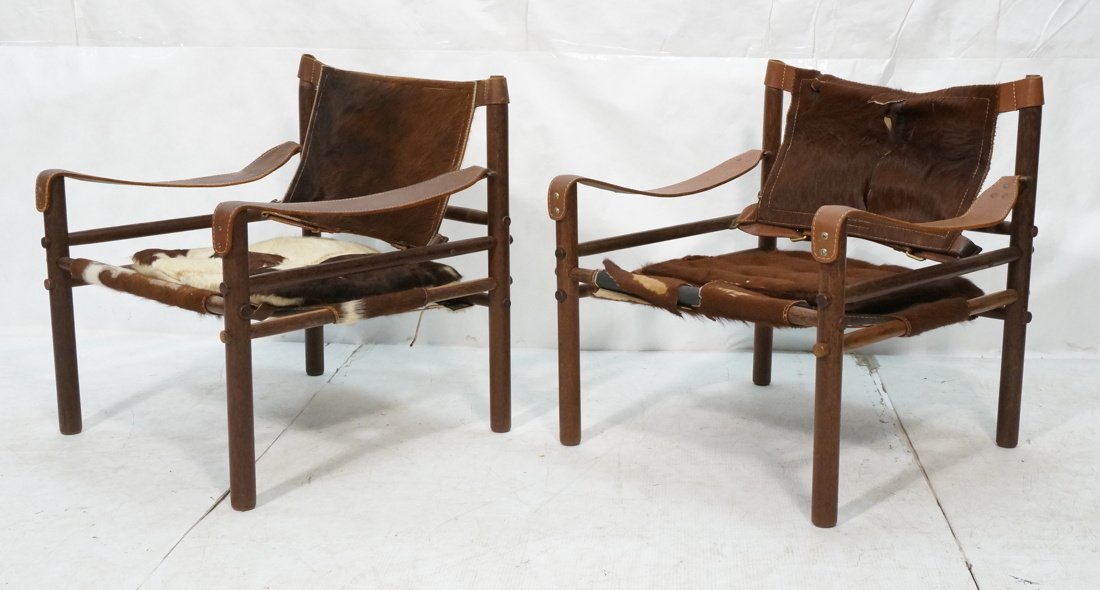 Pr Safari Lounge Chairs. Wood column frame with h (1 of 9)