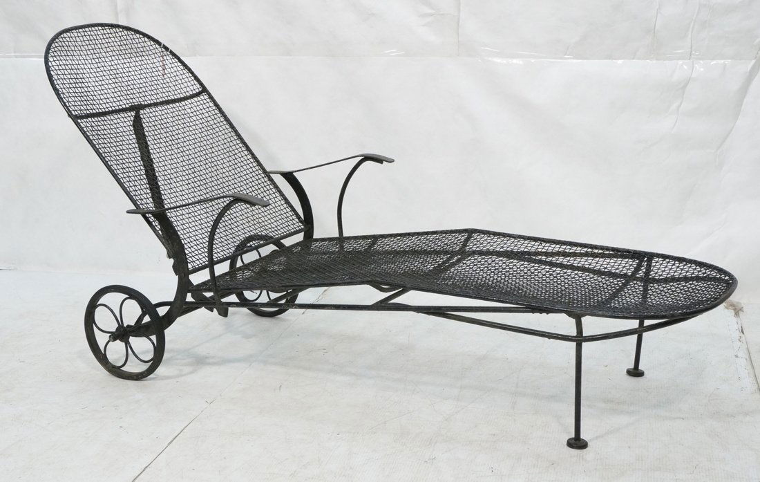 RUSSELL WOODARD Black Iron Chaise Lounge.: RUSSELL WOODARD Black Iron Chaise Lounge.-- Dimensions: H: 38 inches: W: 25 inches: D: 60 inches ---