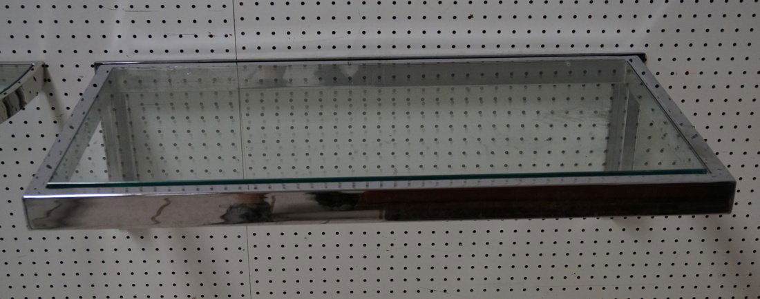 Baughman style glass & chrome wall mounted table. (1 of 8)