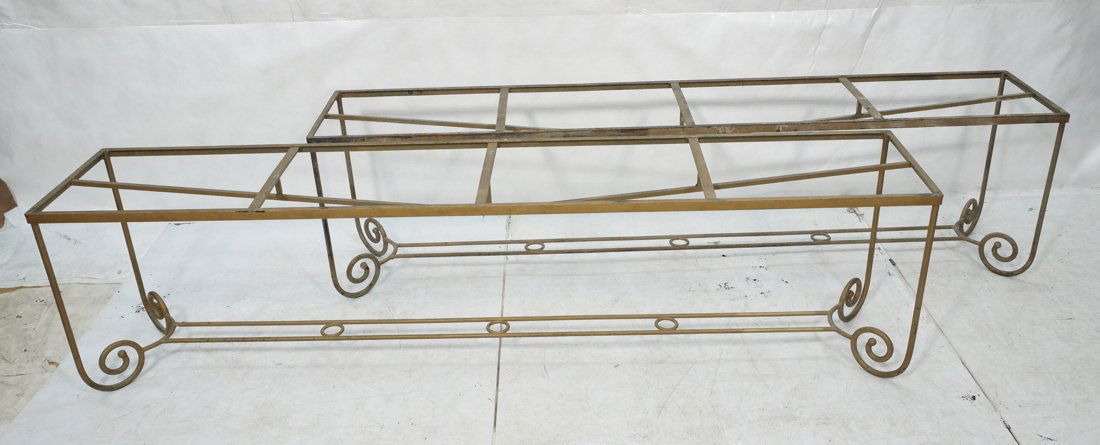 Pr Iron Table Bases. Scrolled Feet with ball capp (1 of 10)