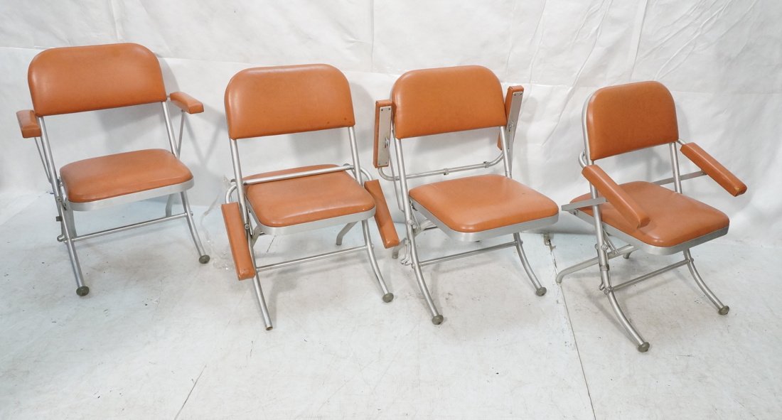 Set 4 WARREN McARTHUR Folding Chairs. Light red v (1 of 8)