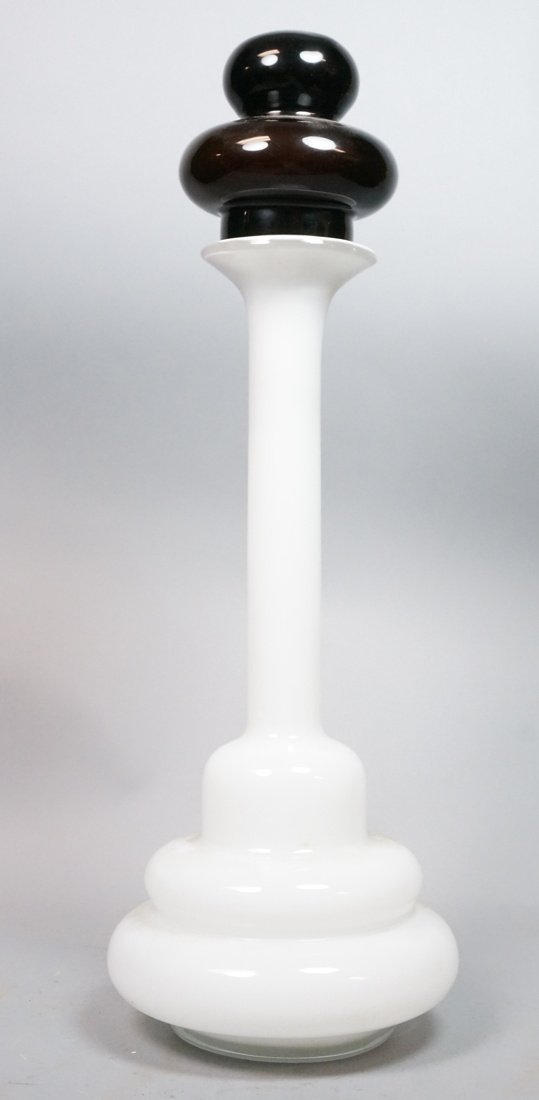 Large Moretti Stoppered Bottle. Black and White.: Large Moretti Stoppered Bottle. Black and White. Memphis Style.-- Dimensions: H: 24.5 inches: W: 8 inches ---