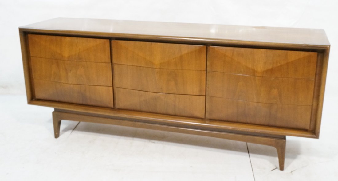United American Modern Walnut Low Chest Dresser. (1 of 9)