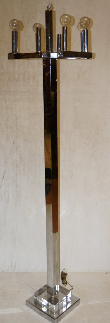 Modernist Chrome Floor Lamp.  Square chrome (1 of 7)