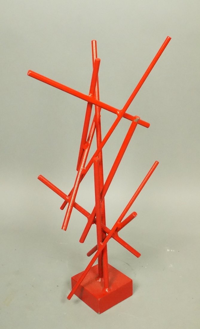 Red Modernist Welded Metal Rod Stick Sculpture. A (1 of 6)
