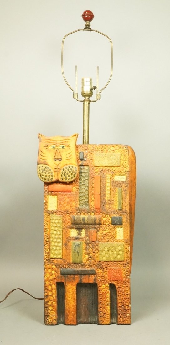 FANTONI Italian Art Pottery Cat Lamp. Large Ceram (1 of 7)
