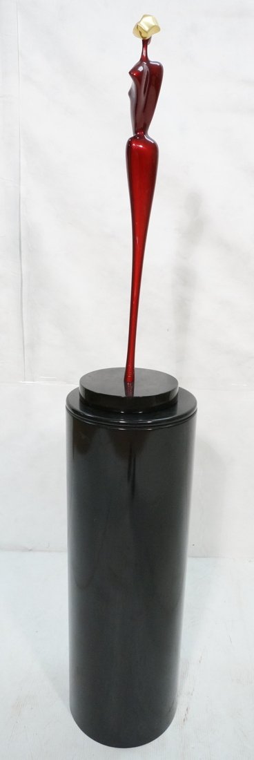 Tall Red Enamel & Bronze Figural PAUL BRASLOW Scu (1 of 8)