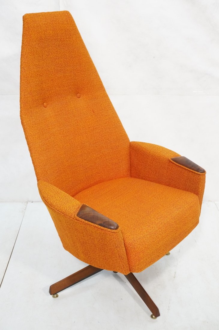 ADRIAN PEARSALL Orange Tweed Fabric Swivel Chair. (1 of 6)