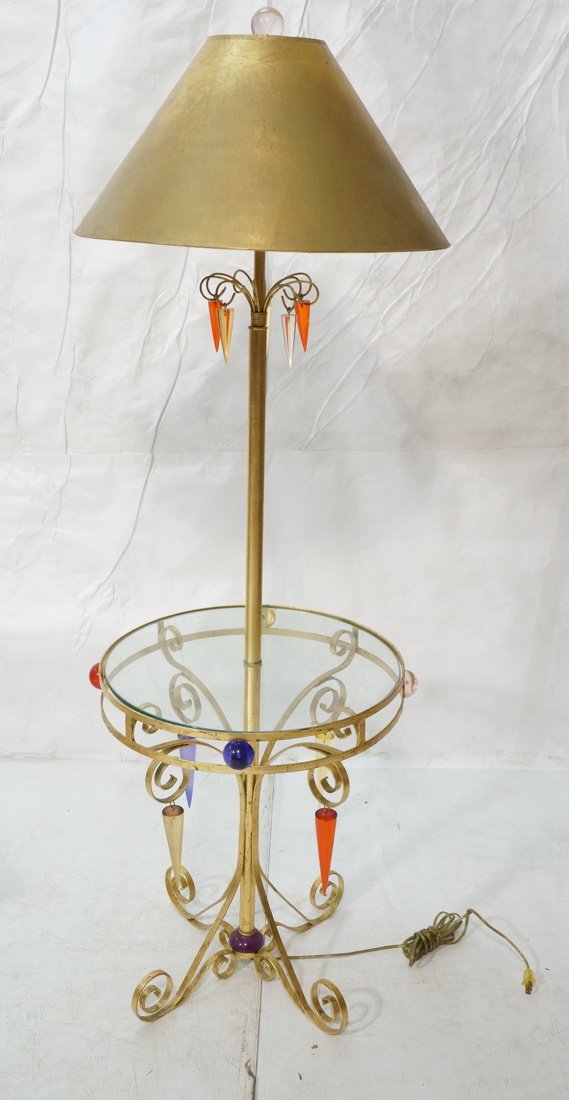 Contemporary Gilt Iron Decorator Floor Lamp. Glas (1 of 7)
