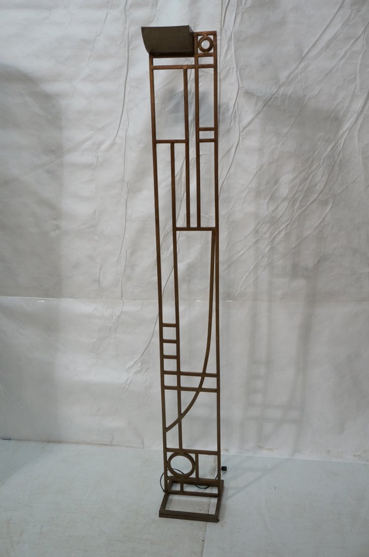 ROBERT SONNEMAN Floor Lamp. Frank Lloyd Wright st: ROBERT SONNEMAN Floor Lamp. Frank Lloyd Wright style. Gold painted metal. Contemporary. -- Dimensions: H: 70 inches: W: 9 inches: D: 9.5 inches ---