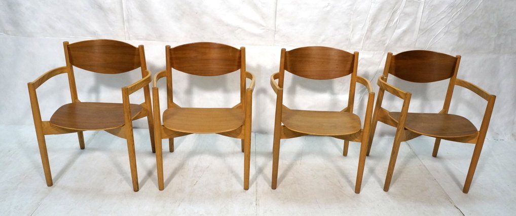 Set 4 JENS RISOM General Purpose Chairs. Four Ame: Set 4 JENS RISOM General Purpose Chairs. Four American Modern Arm Chairs. Label-- Dimensions: H: 31.5 inches: W: 24 inches: D: 17.5 inches ---