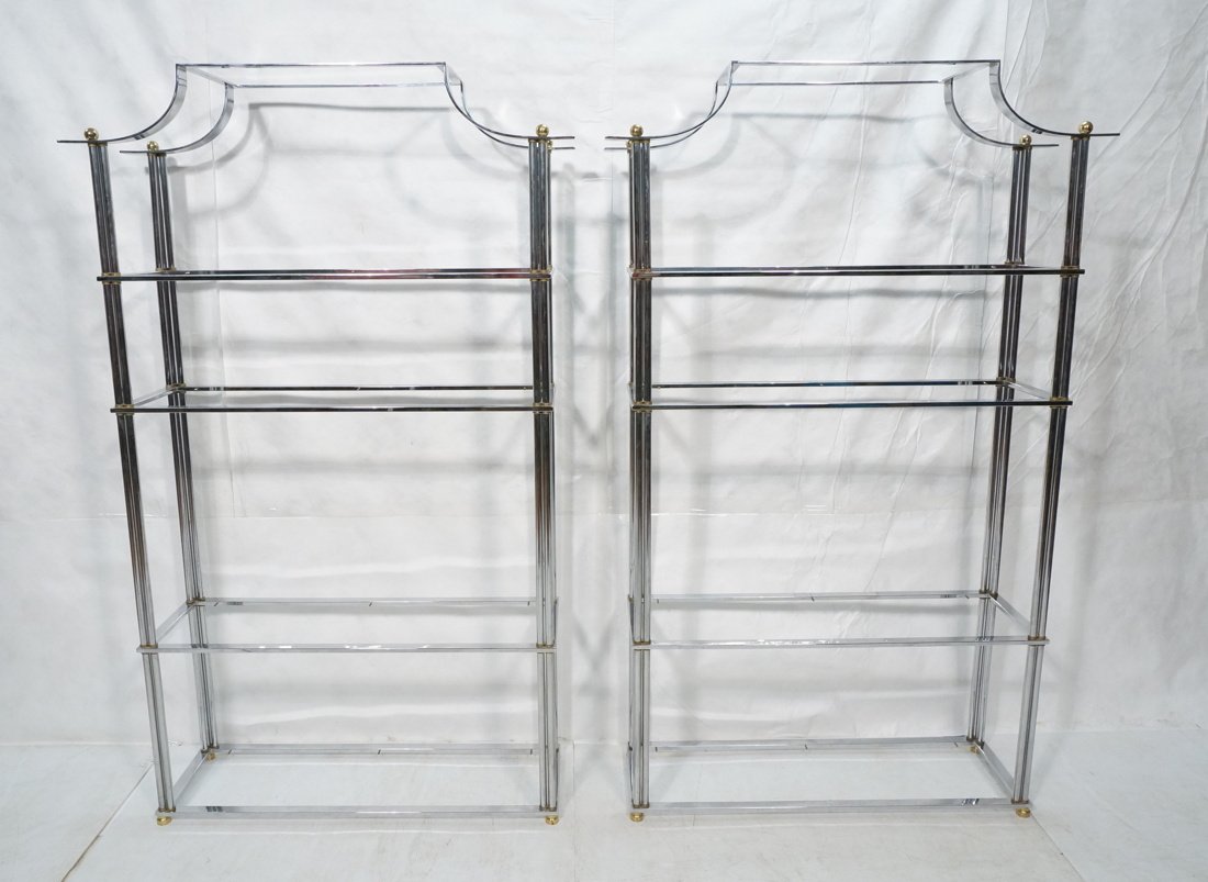 Pr Chrome Asian style Etageres. Brass Ball Accent (1 of 10)
