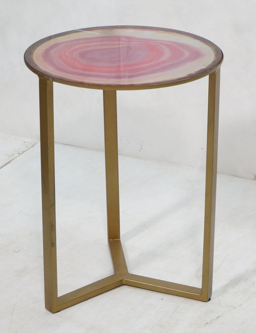 Gold tone metal Decorative Glass Top Side Table. (1 of 5)