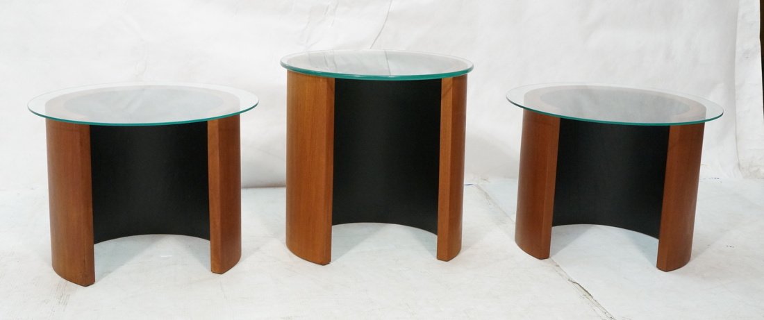 Set 3 Modernist Broken Column Form Tables. Round (1 of 8)