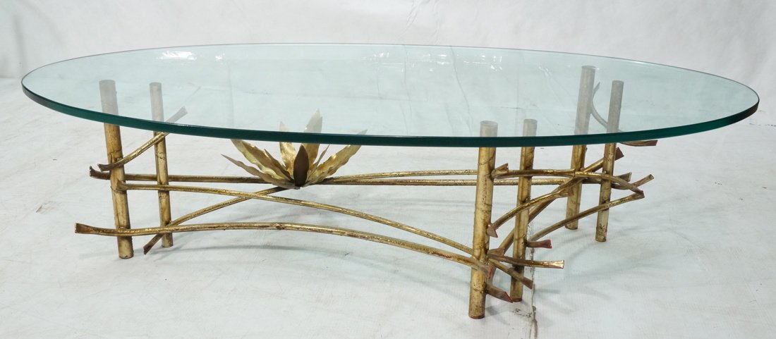 Silas Seandel Gold Metal Water Lily Base Oval Coffee (1 of 7)