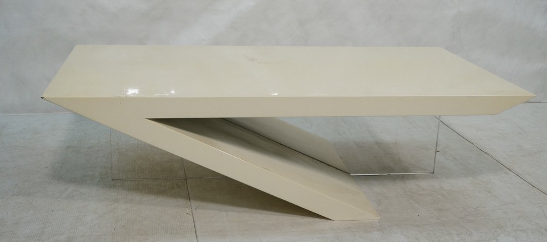 KARL SPRINGER style Lacquered Table with Lucite " (1 of 8)