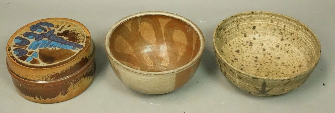 3pcs American Studio Pottery.  Covered Bowl and 2 (1 of 6)