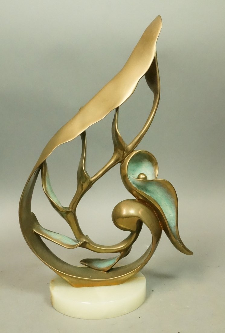 Patinated Bronze Modernist Nautilus Shell Sculptu (1 of 6)